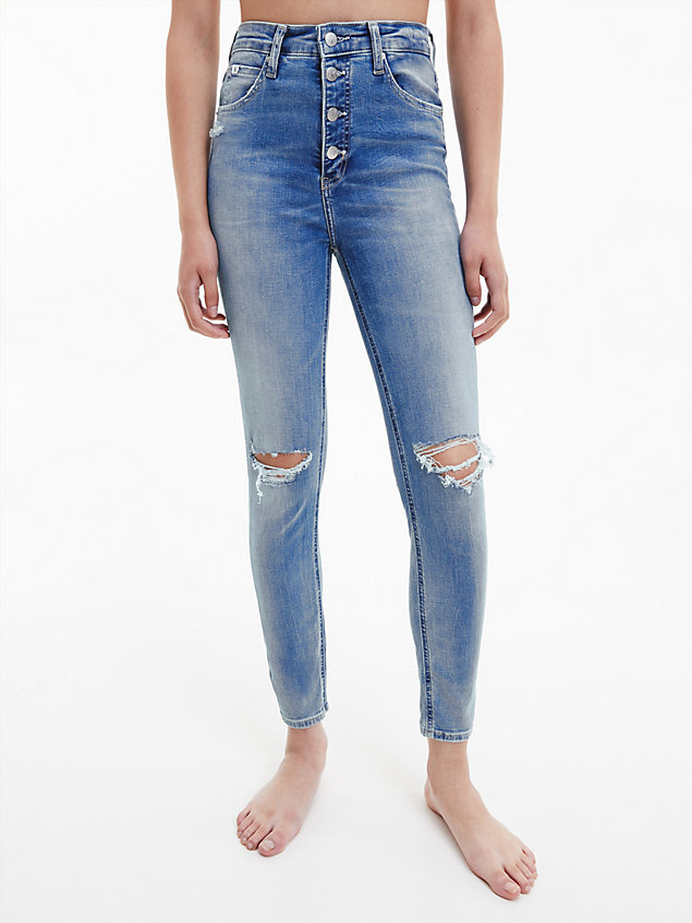 jean super skinny high rise longueur cheville blue pour femmes calvin klein jeans