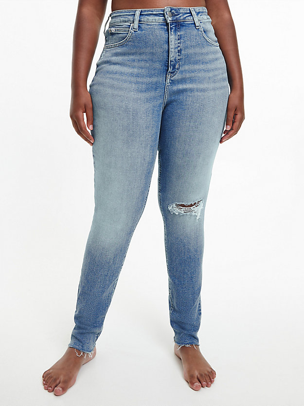 jean skinny high rise grande taille denim medium pour femmes calvin klein jeans