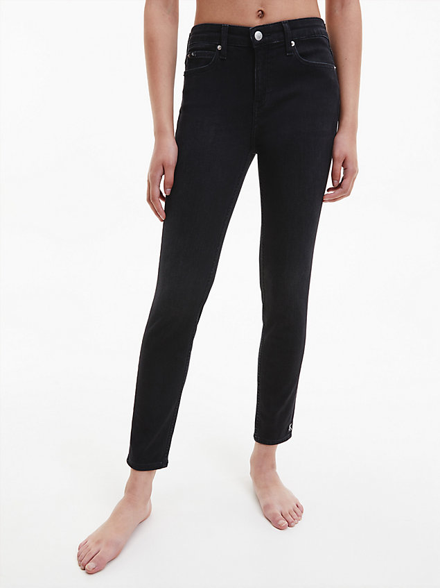 black jeansy mid rise skinny do kostek dla kobiety - calvin klein jeans