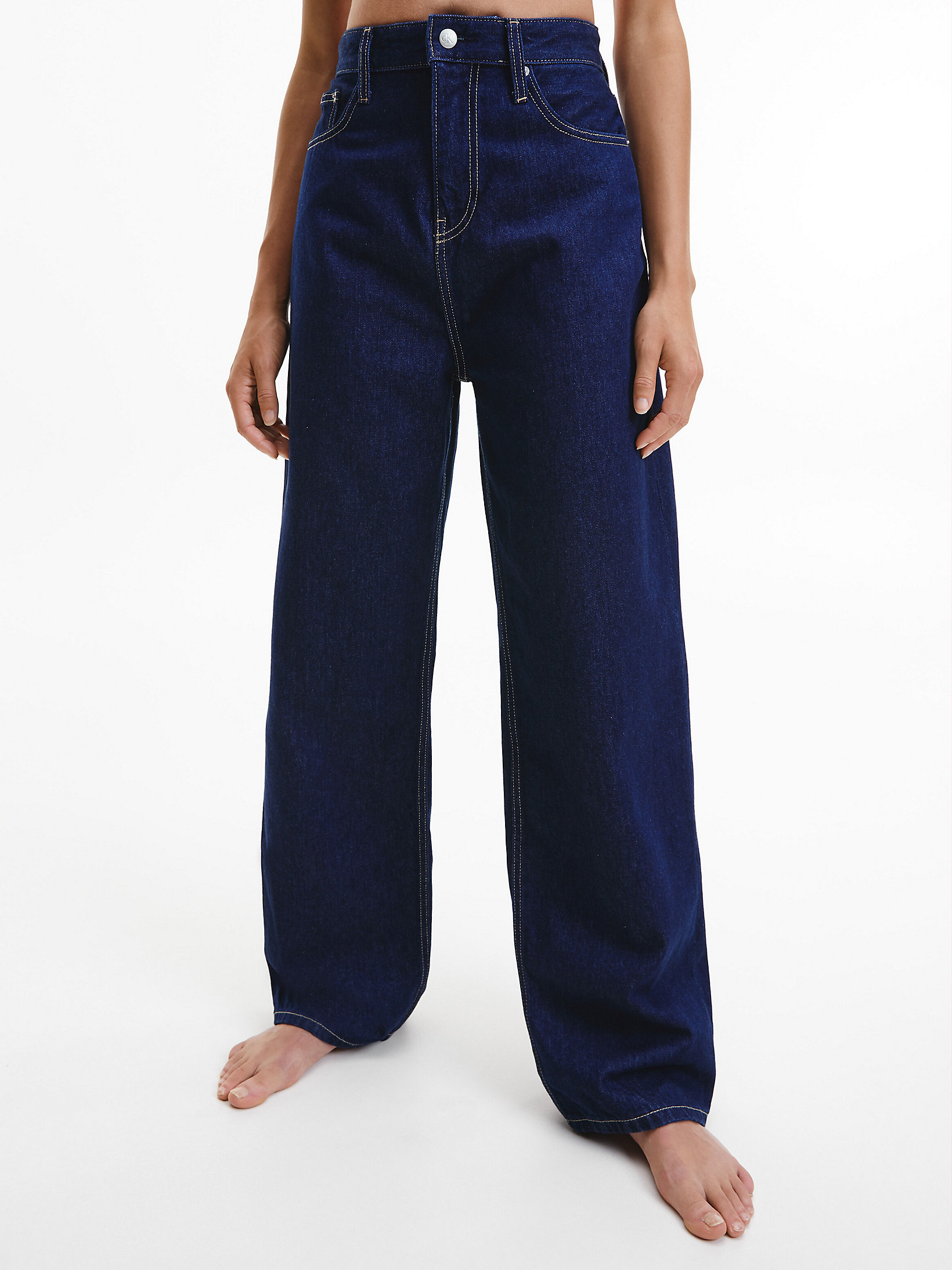 Denim Rinse High Rise Relaxed Jeans undefined women Calvin Klein