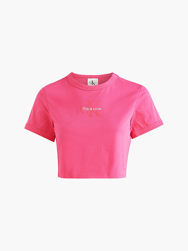 PINK FLAMBE Cropped Logo T-shirt - Pride for women CALVIN KLEIN JEANS