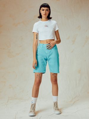 BRIGHT WHITE Cropped Logo T-shirt - Pride for women CALVIN KLEIN JEANS