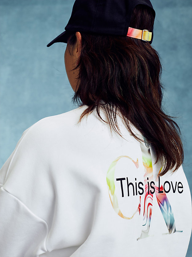 BRIGHT WHITE Cropped Logo Sweatshirt - Pride for women CALVIN KLEIN JEANS