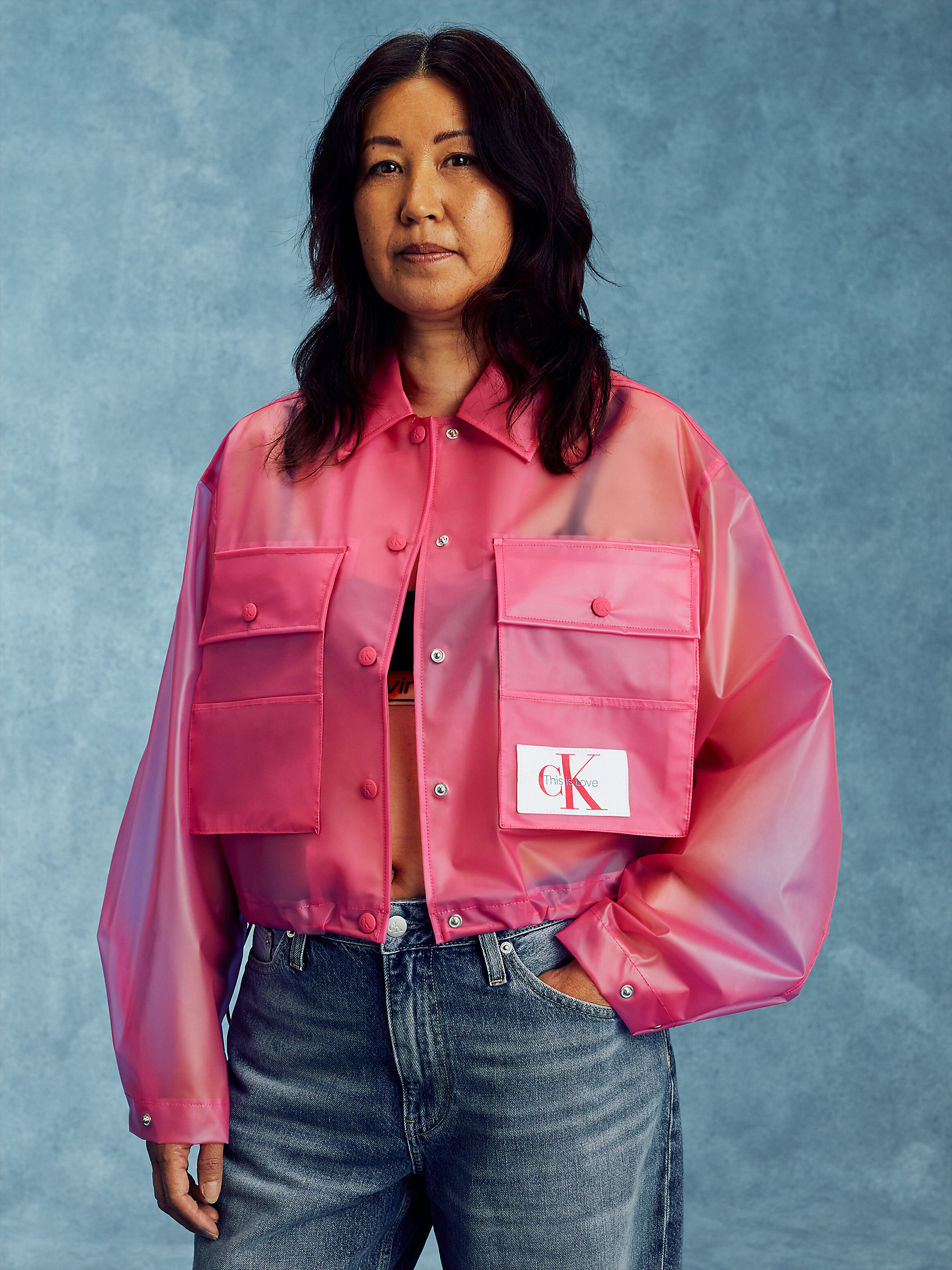 Pink Flambe Oversized Transparent Jacket - Pride undefined women Calvin Klein