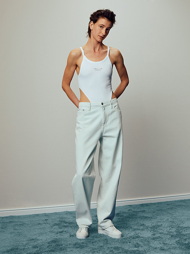BRIGHT WHITE High Leg Bodysuit - Pride for women CALVIN KLEIN JEANS