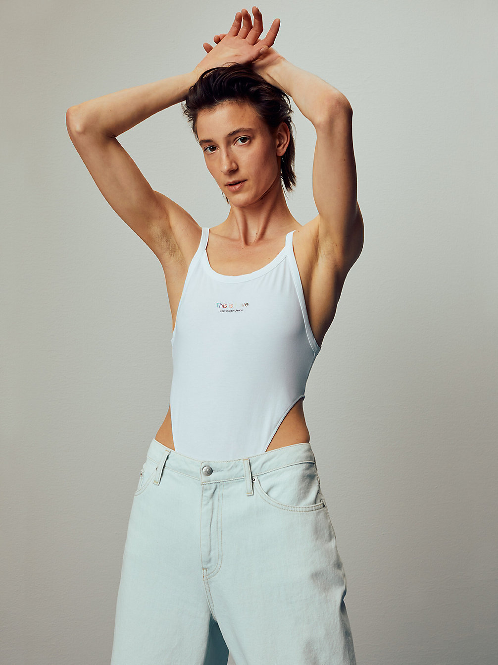 BRIGHT WHITE Hoog Uitgesneden Body - Pride undefined dames Calvin Klein