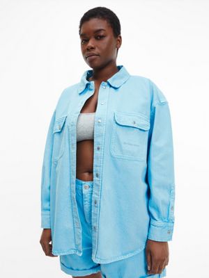  plus size denim shirt jacket for women calvin klein jeans