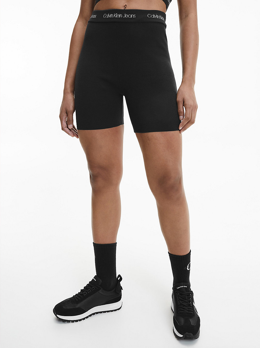 Pantaloncini Da Ciclismo Con Logo In Vita > CK BLACK > undefined donna > Calvin Klein