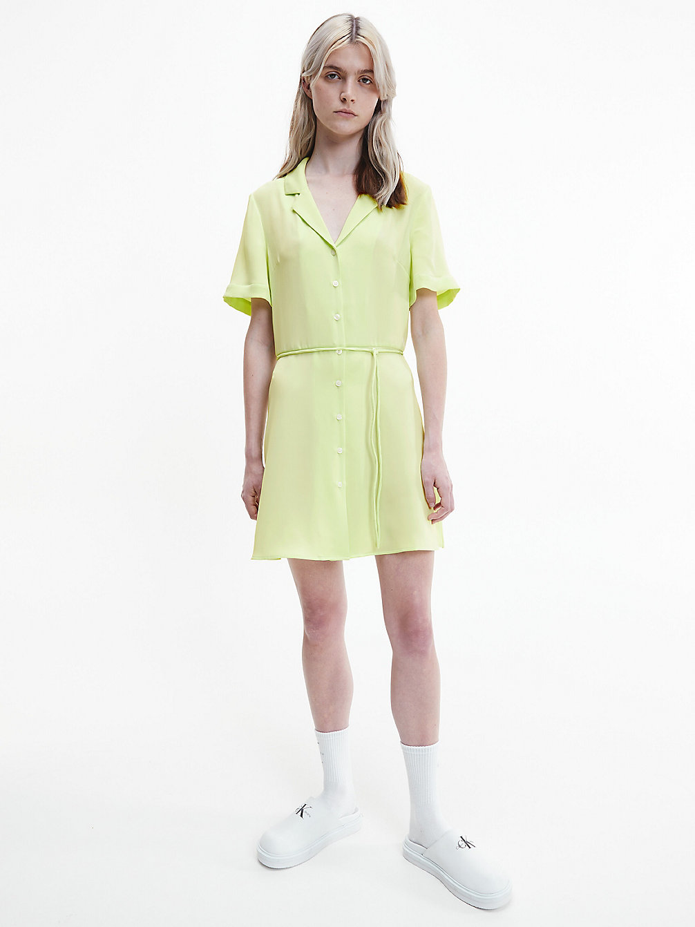 EXOTIC MINT Crepe Short Sleeve Shirt Dress undefined women Calvin Klein