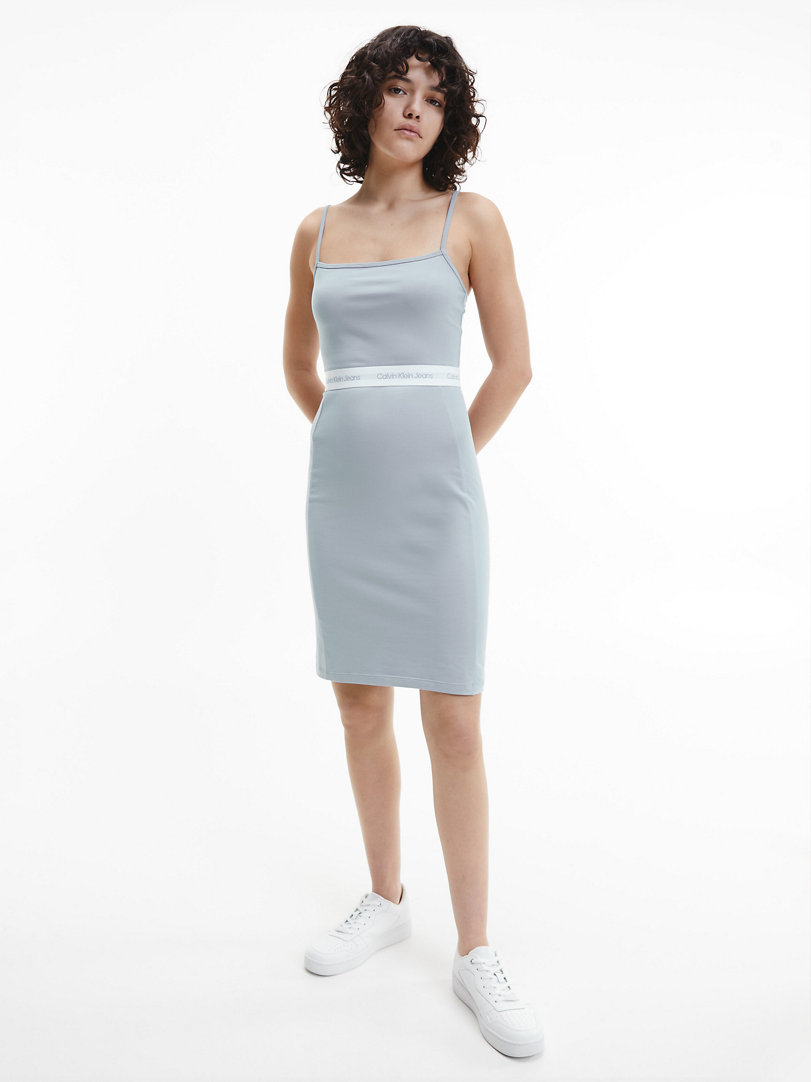 Silver Sky Logo Tape Jersey-Kleid undefined Damen Calvin Klein