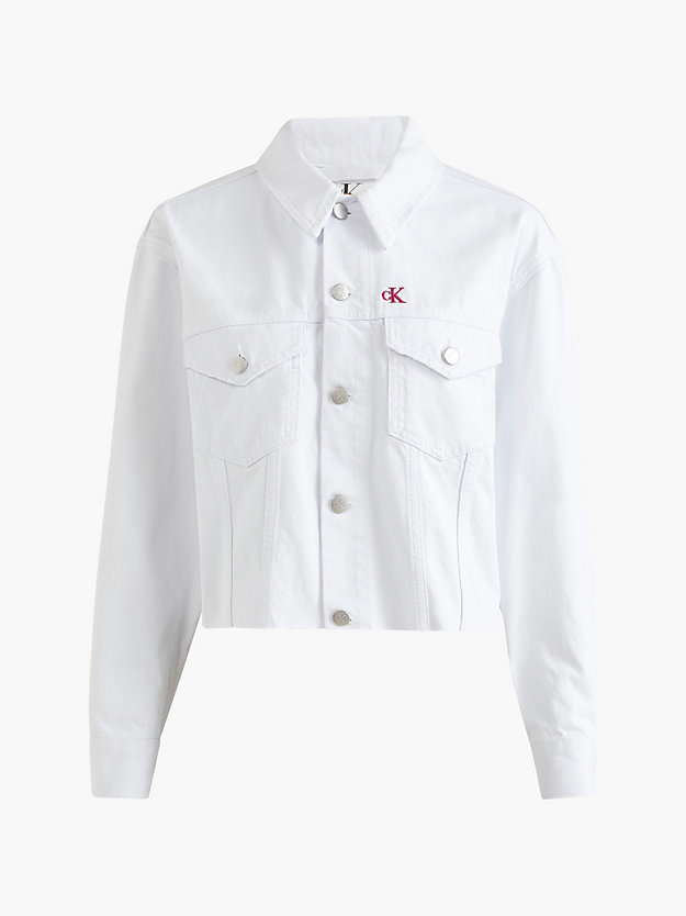 BRIGHT WHITE Cropped Oversized Denim Jacket - Pride for women CALVIN KLEIN JEANS