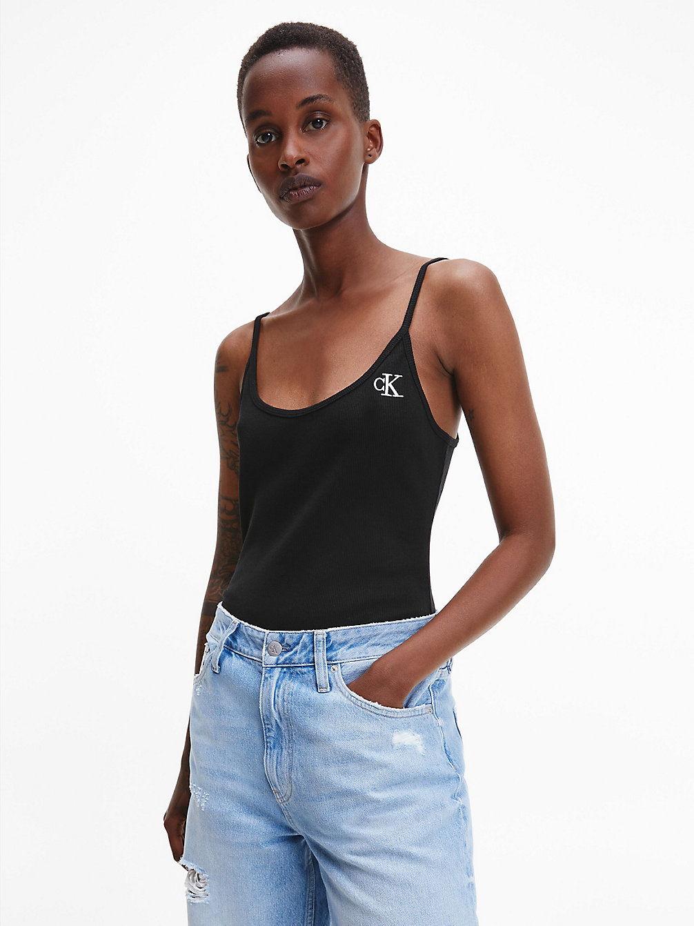 CK BLACK Ribbed Cotton Bodysuit undefined women Calvin Klein