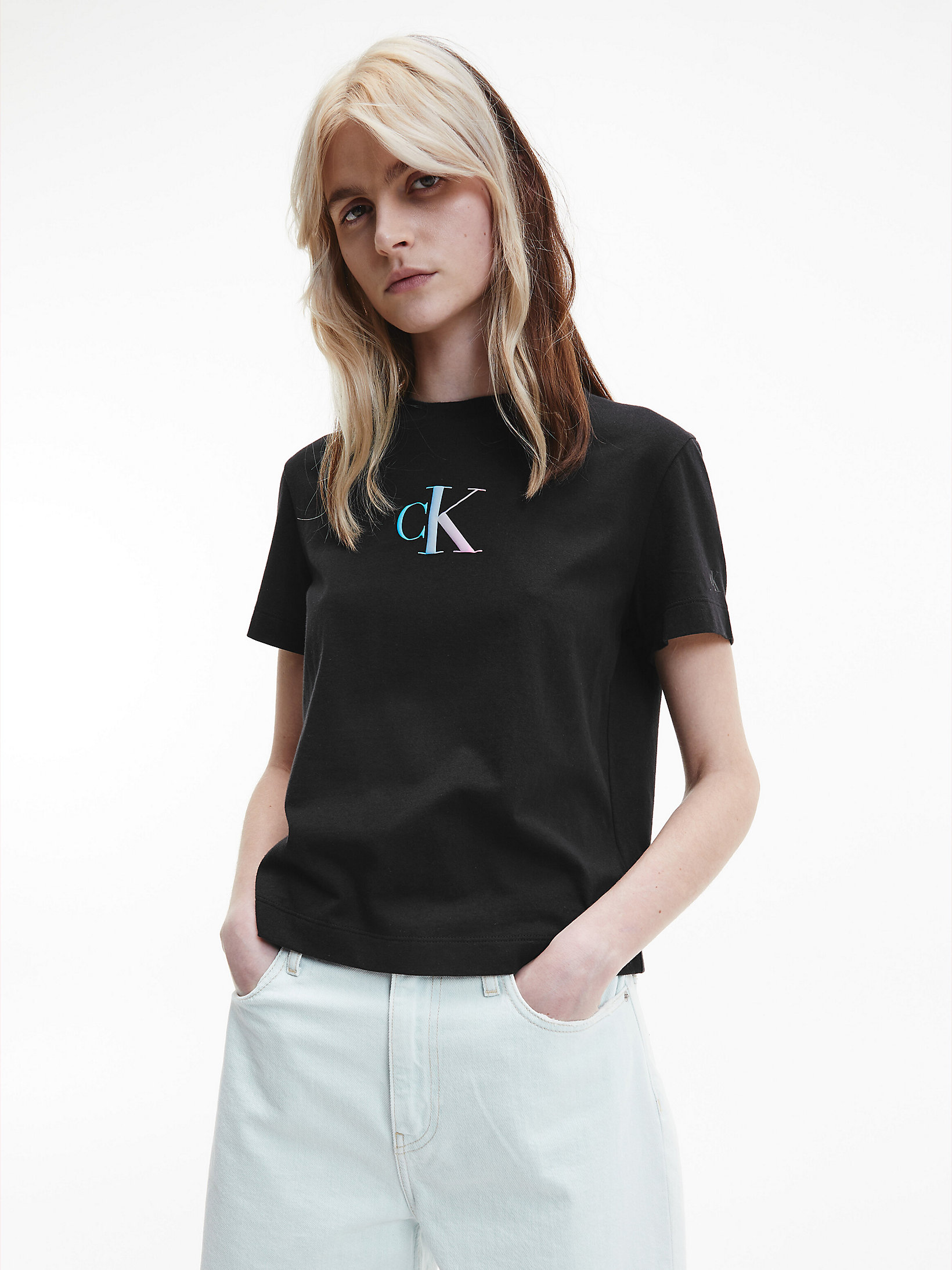 CK Black Organic Cotton Monogram T-Shirt undefined women Calvin Klein