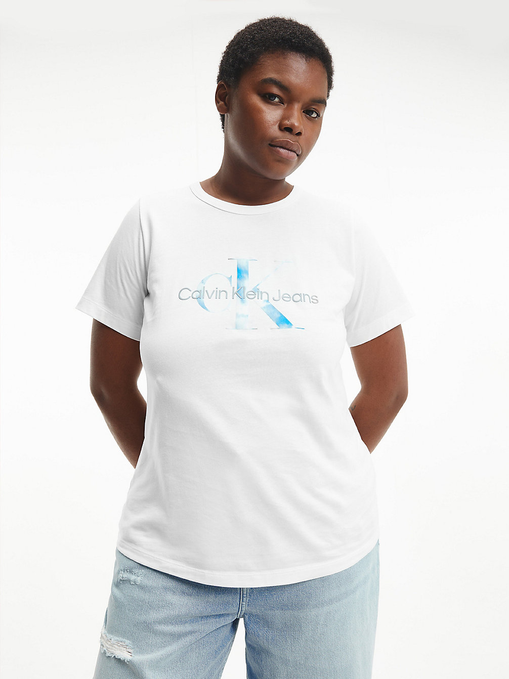 BRIGHT WHITE > Plus Size Monogram T-Shirt > undefined dames - Calvin Klein