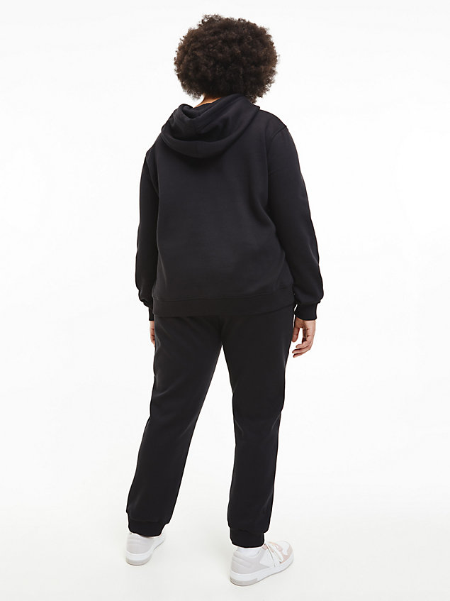 black monogramm-hoodie in großen größen für damen - calvin klein jeans