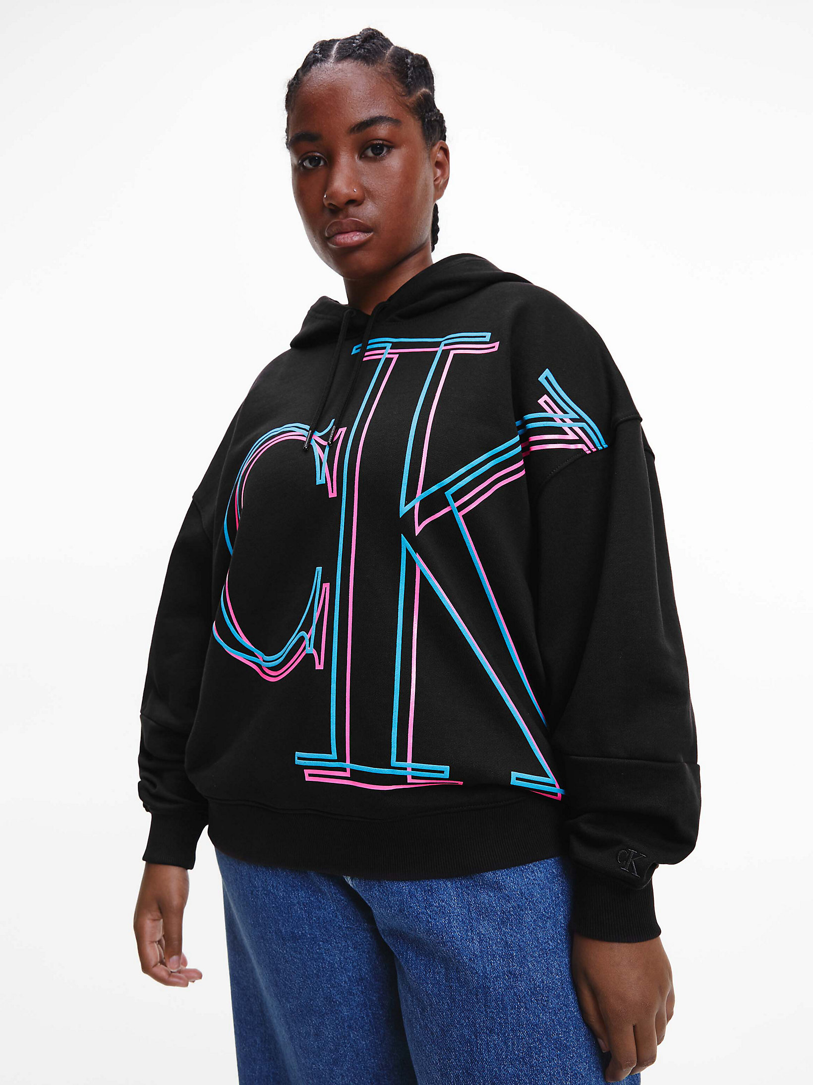 CK Black Boyfriend Logo-Hoodie In Großen Größen undefined Damen Calvin Klein