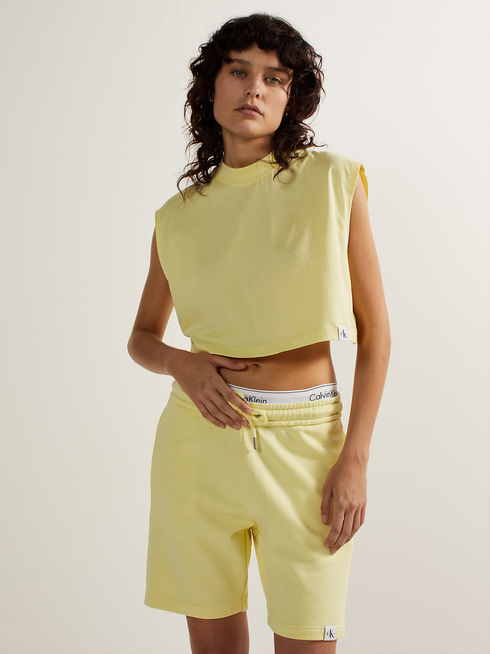 Lemon Chiffon Oversized Cropped Tank Top undefined women Calvin Klein