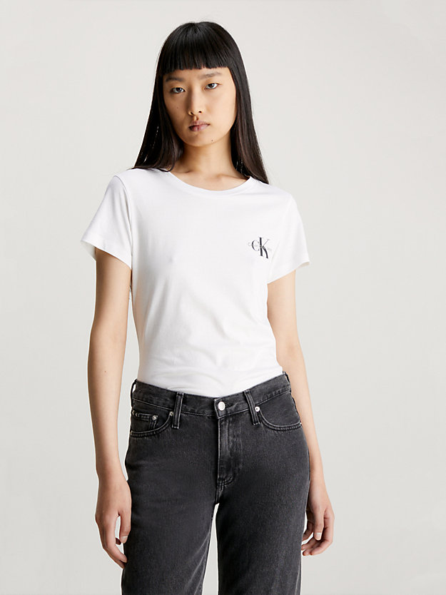 lot de 2 t-shirts slim warm sand / bright white pour femmes calvin klein jeans