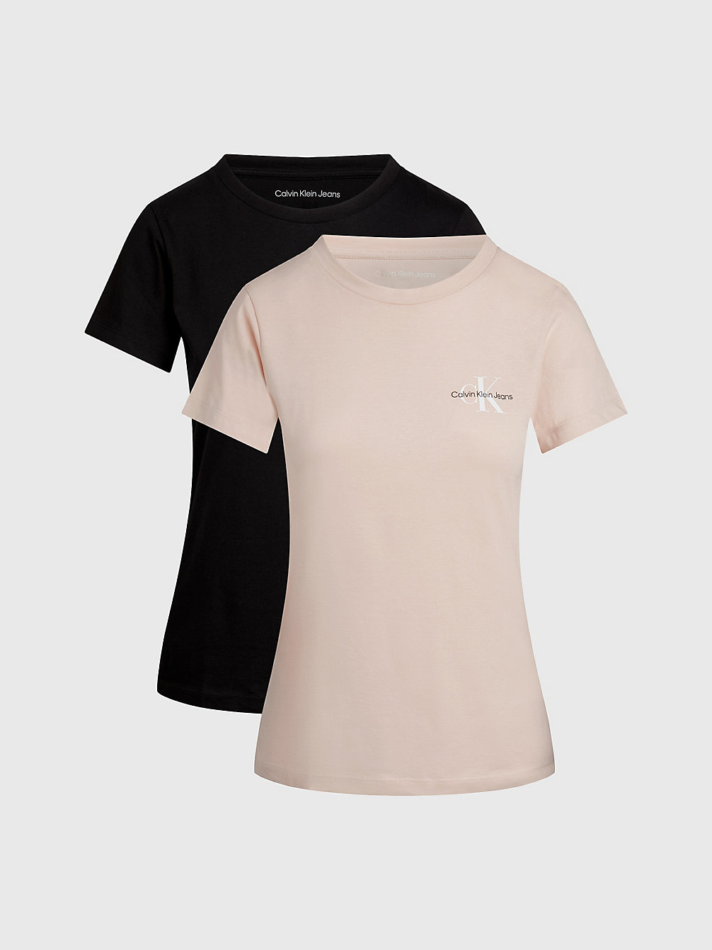 CK BLACK / PUTTY BEIGE 2 Pack Slim T-Shirts undefined women Calvin Klein