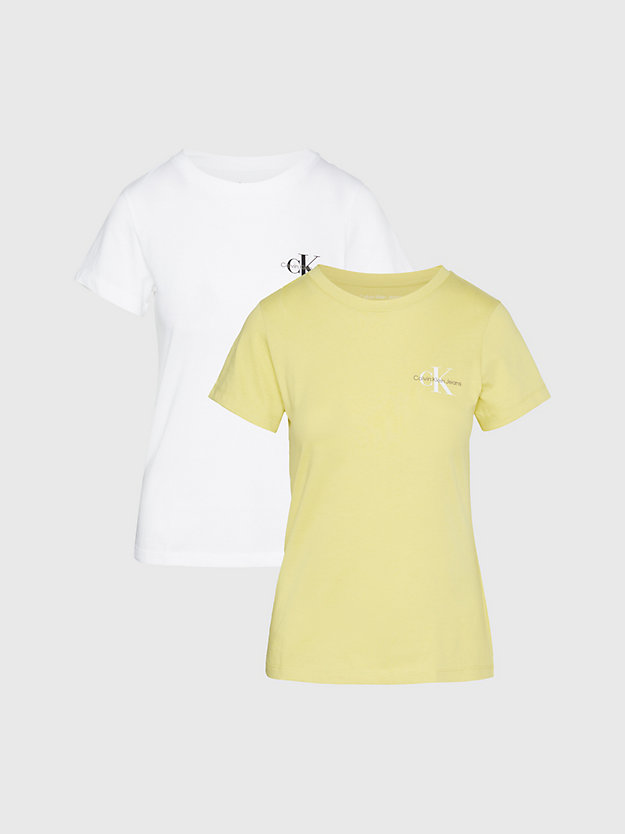 lot de 2 t-shirts slim yellow sand/bright white pour femmes calvin klein jeans
