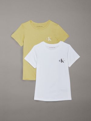 desaturated yellow 2 pack slim t-shirts for women calvin klein jeans