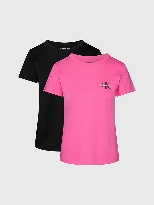 t-shirt slim in confezione da 2 pink da donne calvin klein jeans