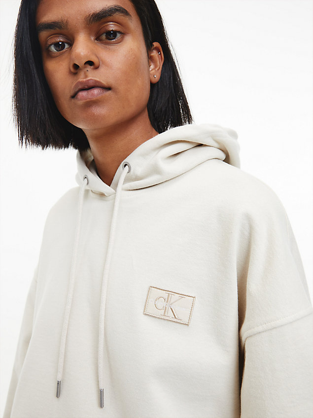 beige oversized recycled cotton hoodie for women calvin klein jeans