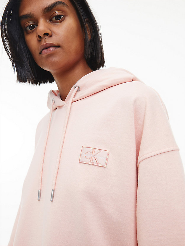 PINK BLUSH Oversized Recycled Cotton Hoodie for women CALVIN KLEIN JEANS
