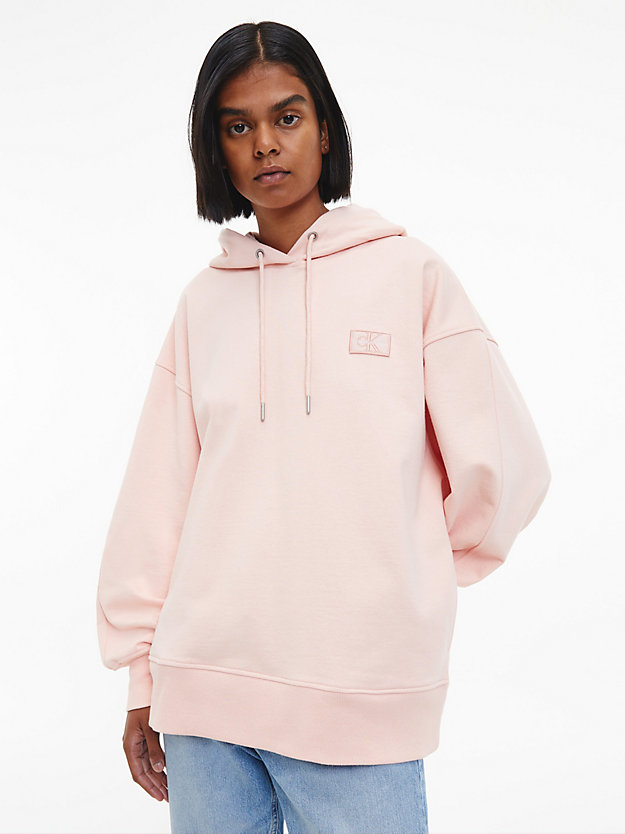 PINK BLUSH Oversized Recycled Cotton Hoodie for women CALVIN KLEIN JEANS
