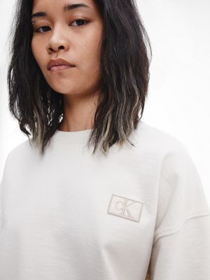 EGGSHELL Recycled Cotton Badge Sweatshirt for women CALVIN KLEIN JEANS