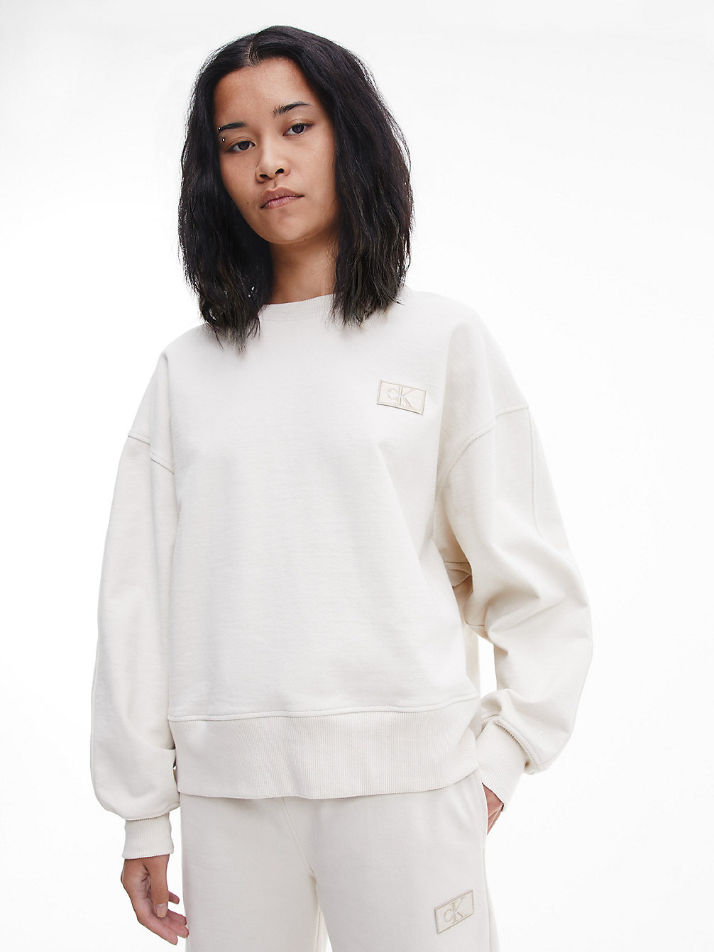 EGGSHELL Recycled Cotton Badge Sweatshirt undefined women Calvin Klein