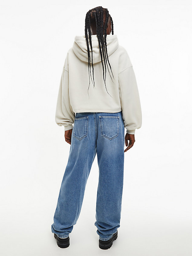 sudadera con capucha de felpa de polar reciclado beige de mujer calvin klein jeans