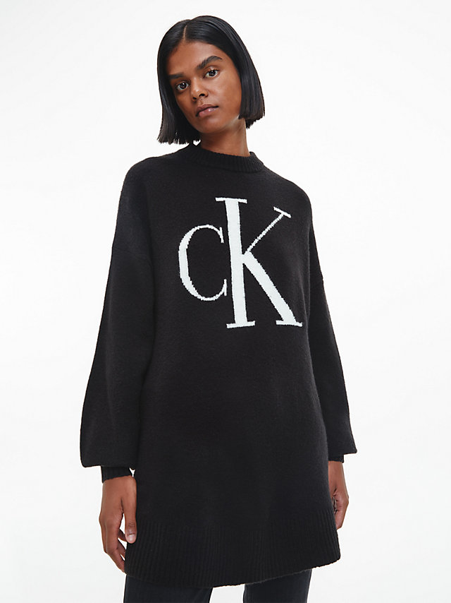 CK Black Weicher Logo-Pullover Aus Chenille undefined Damen Calvin Klein