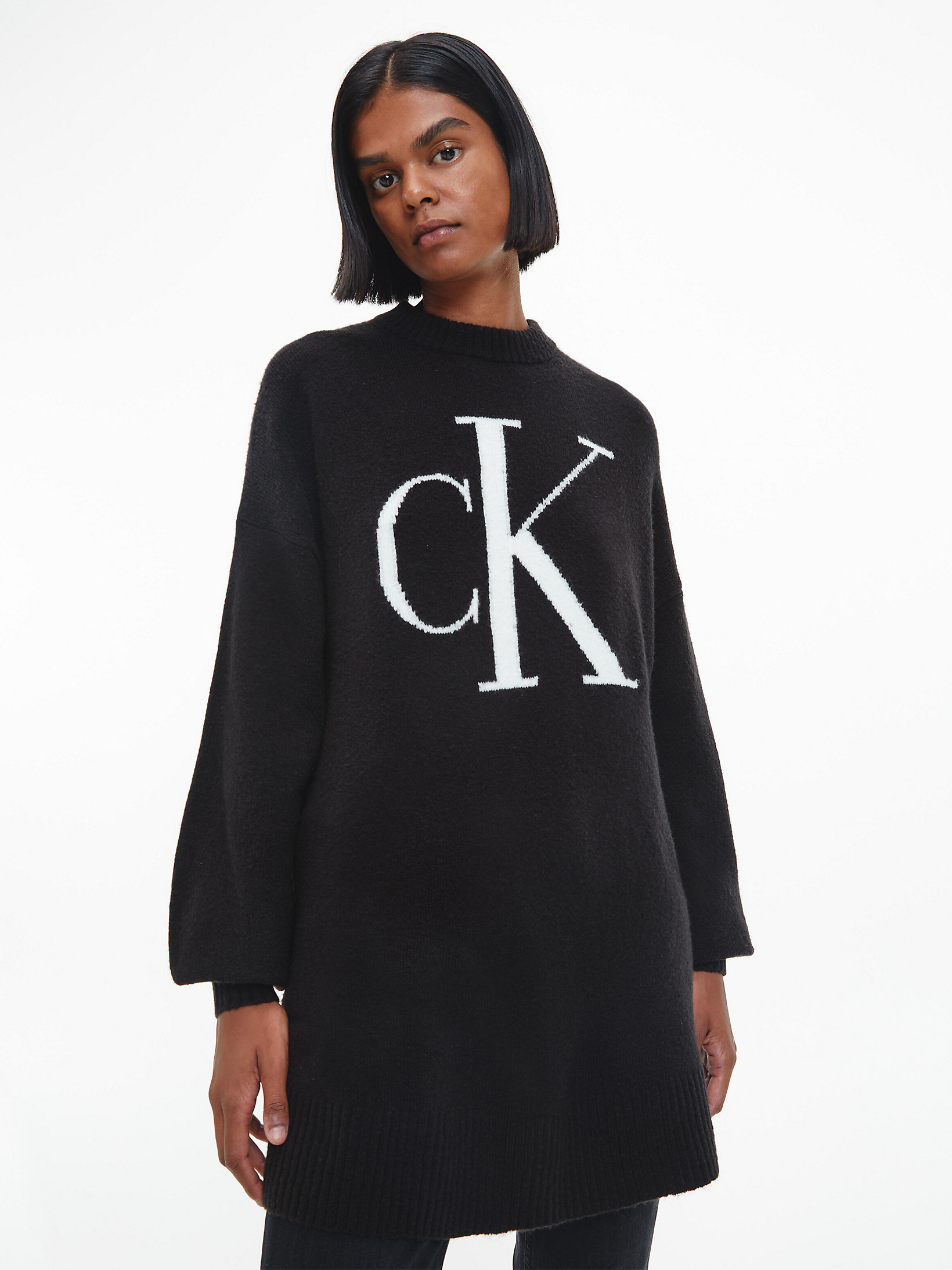 CK Black Soft Chenille Logo Jumper undefined women Calvin Klein