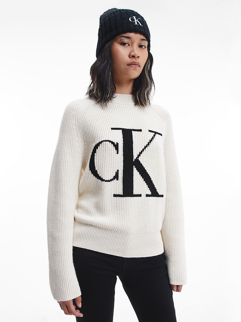 EGGSHELL > Swobodny Sweter Z Logo > undefined Kobiety - Calvin Klein
