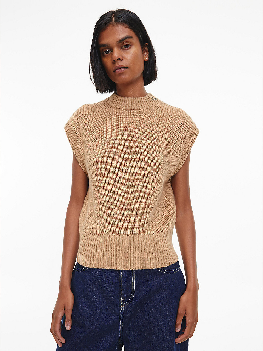 TIMELESS CAMEL Relaxed Organic Cotton Vest undefined women Calvin Klein