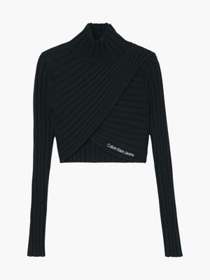 CK BLACK Wool Knit Wrap Top for women CALVIN KLEIN JEANS