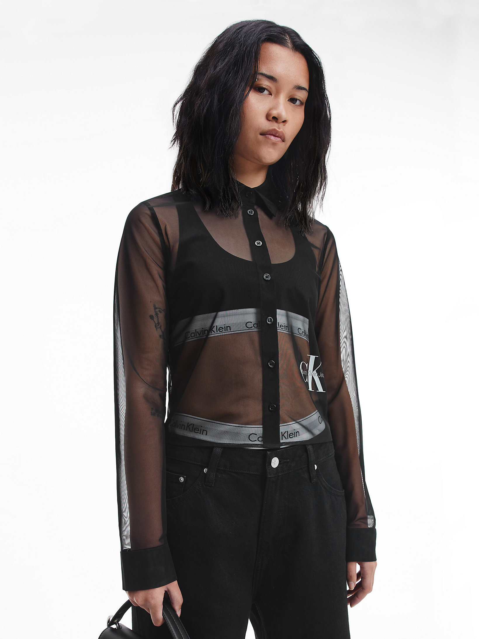 CK Black > Рубашка из сетчатой ткани > undefined Женщины - Calvin Klein