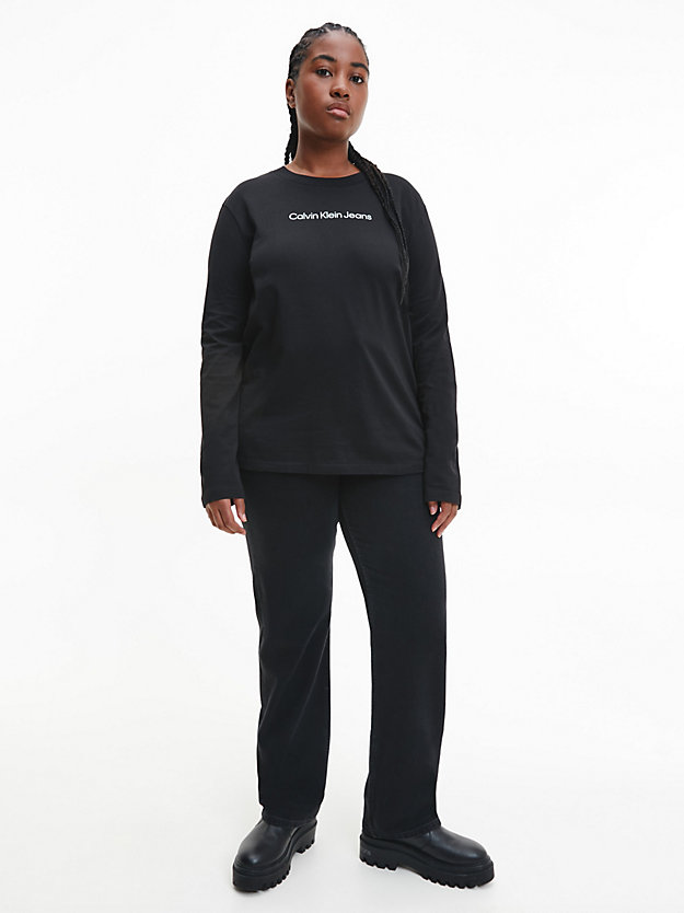 CK BLACK / CIRRUS GREY T-shirt z długim rękawem z bawełny organicznej dla Kobiety CALVIN KLEIN JEANS