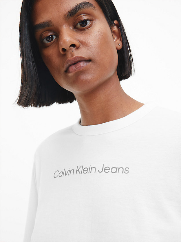 BRIGHT WHITE / PERFECT TAUPE T-shirt z długim rękawem z bawełny organicznej dla Kobiety CALVIN KLEIN JEANS
