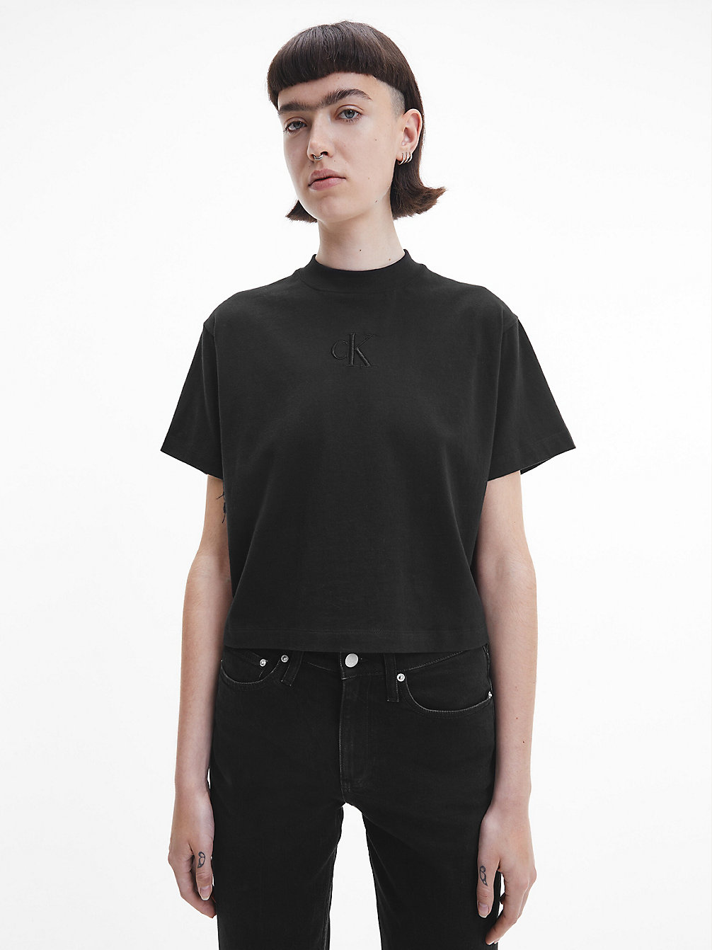 CK BLACK T-Shirt Relaxed undefined femmes Calvin Klein