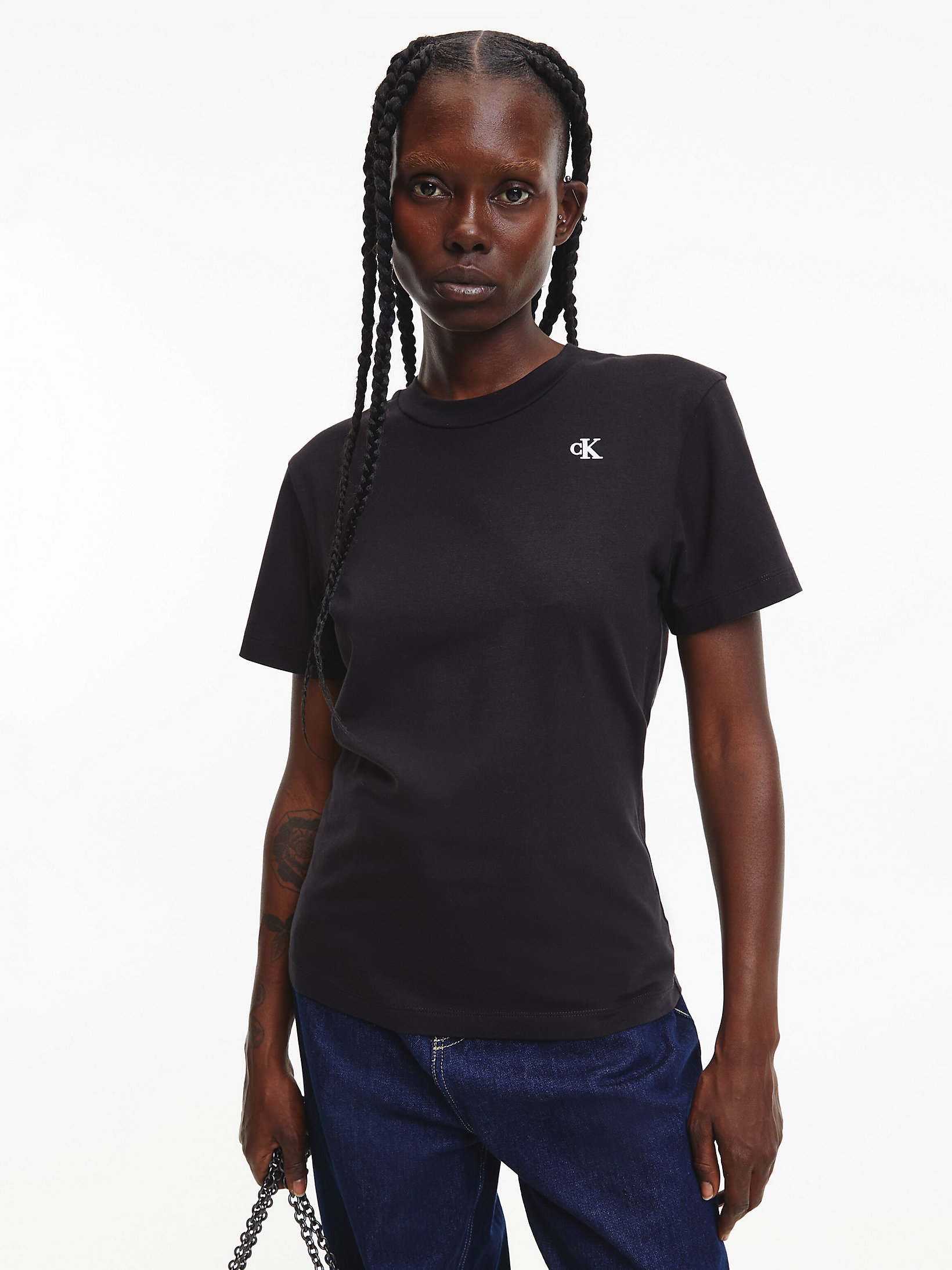 CK Black Schmales Monogramm-T-Shirt undefined Damen Calvin Klein