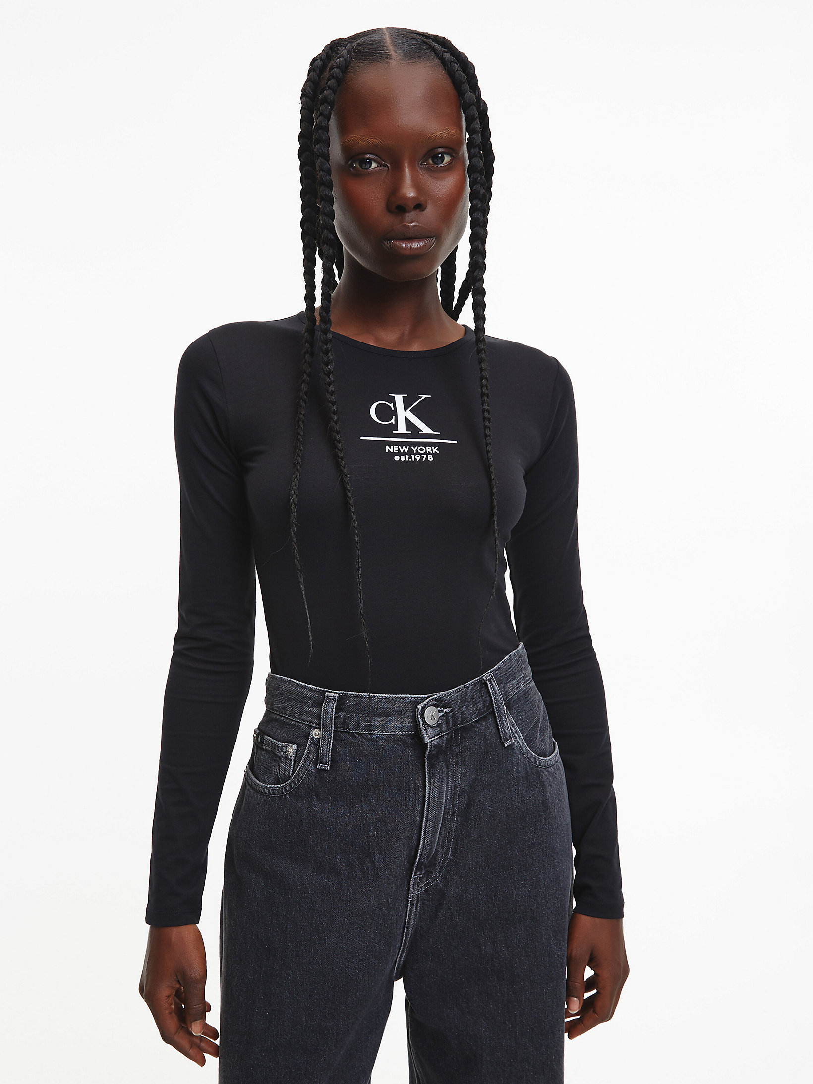 CK Black Long Sleeve Bodysuit undefined women Calvin Klein