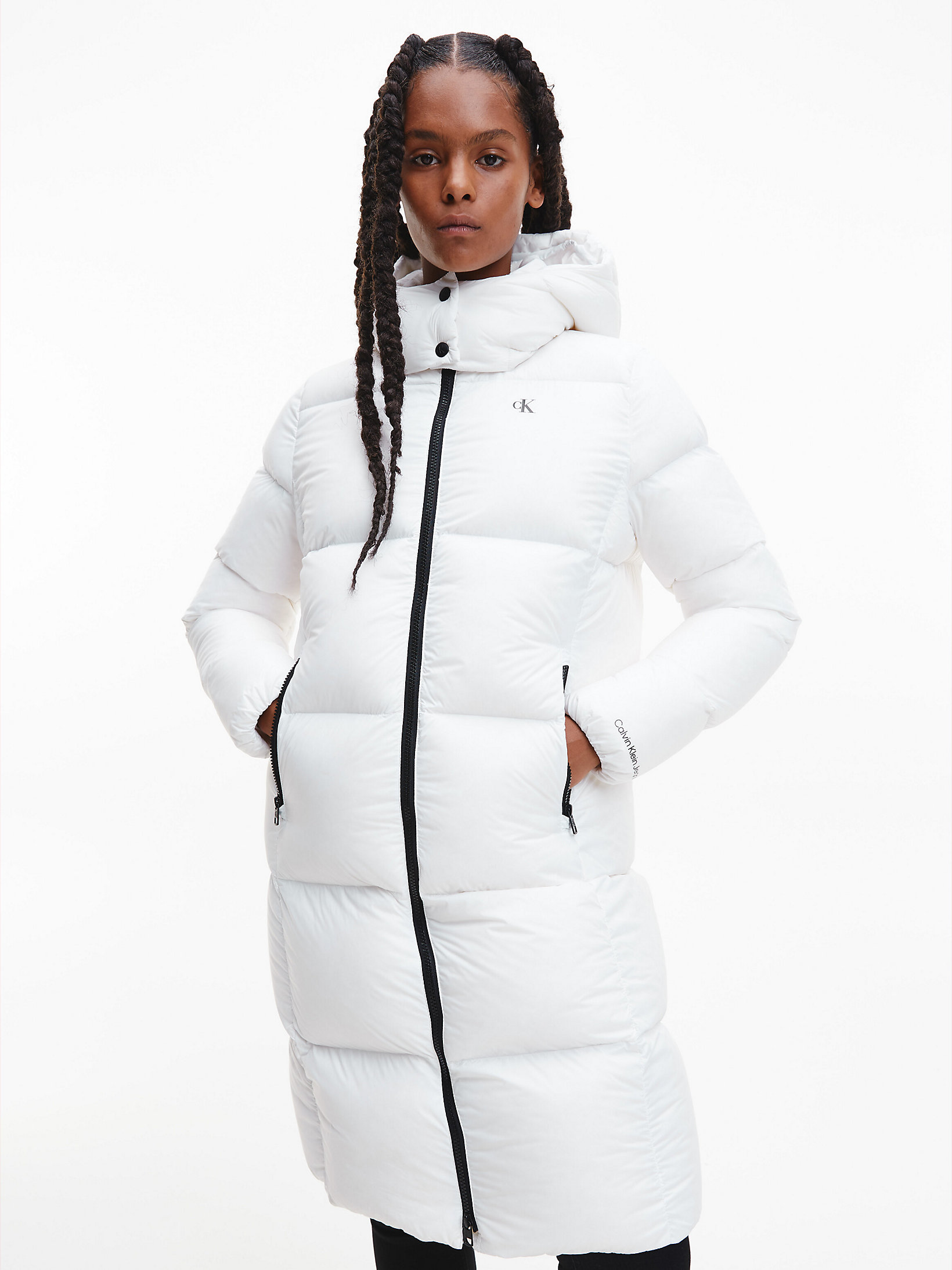 Bright White Recycled Nylon Down Puffer Coat undefined women Calvin Klein