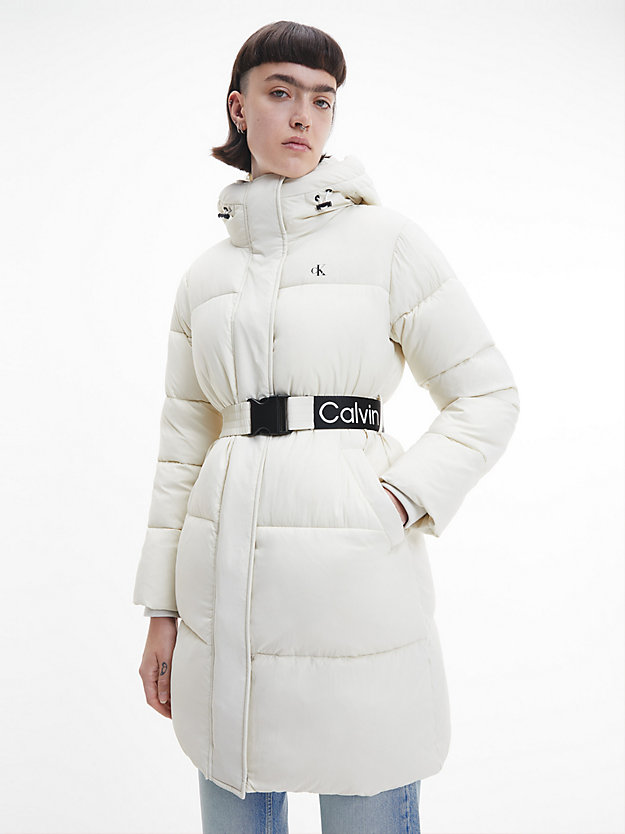 EGGSHELL Nylon Belted Puffer Coat for women CALVIN KLEIN JEANS