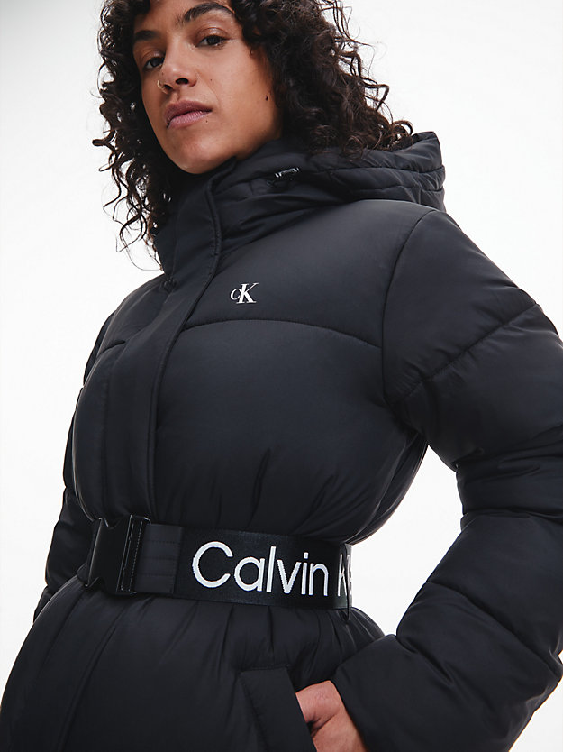 CK BLACK Nylon-Steppmantel mit Gürtel für Damen CALVIN KLEIN JEANS