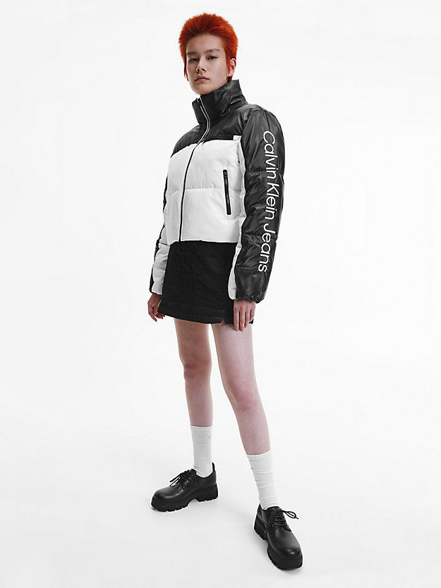 CK BLACK/BRIGHT WHITE Short Puffer Jacket for women CALVIN KLEIN JEANS