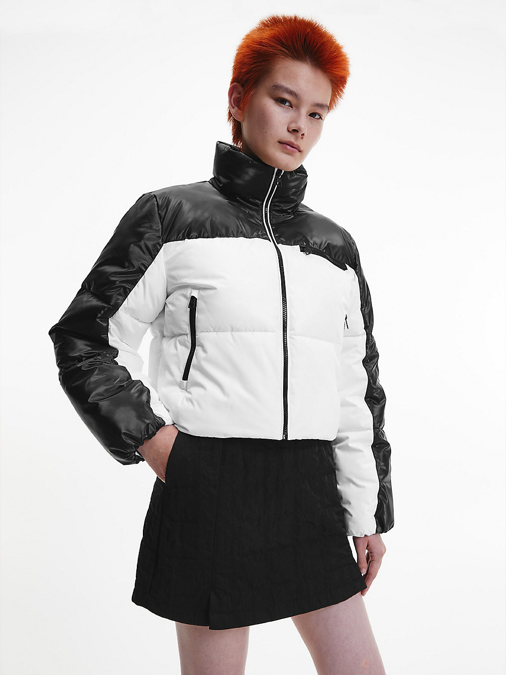 CK BLACK / BRIGHT WHITE Short Puffer Jacket undefined women Calvin Klein