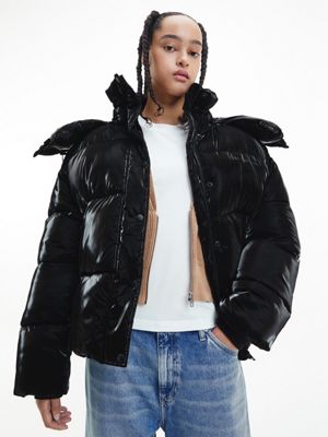 Introducir 30+ imagen calvin klein shiny puffer jacket women’s