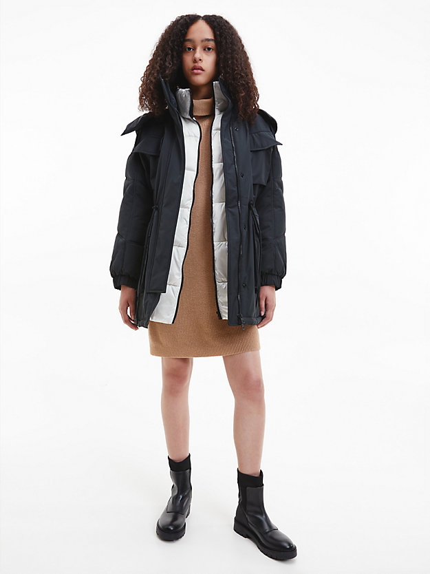 CK BLACK Recycled Polyester Parka Coat for women CALVIN KLEIN JEANS